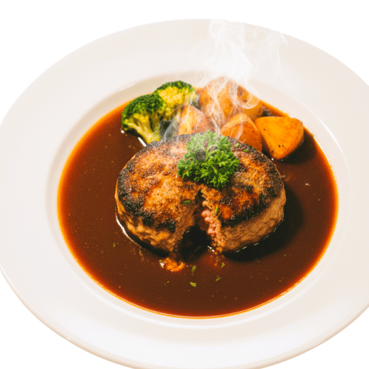 導入後のハンバーグ写真 - プロ撮影による美味しそうな写真