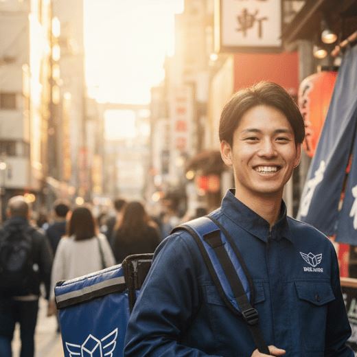 配達パートナーが店頭で待機する様子