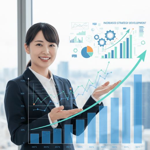 売上グラフが右肩上がりのデータ分析画面